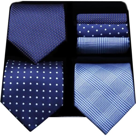 Mens Ties and Pocket Square Set Business Elegant Ties for Men Classic - Picture 1 of 6